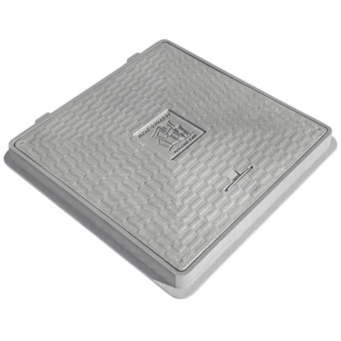 Štvorcový sivý poklop so zámkom