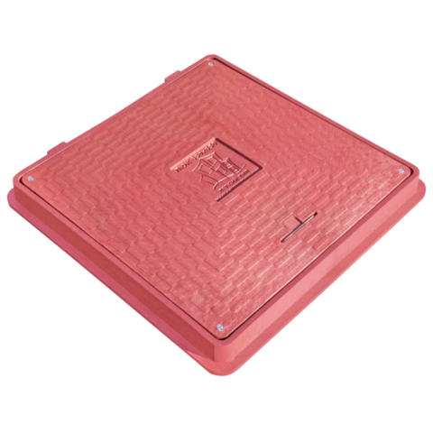 Červený štvorcový poklop so zámkom