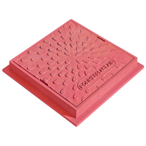 Kontrolný a inšpekčný poklop štvorcový červený